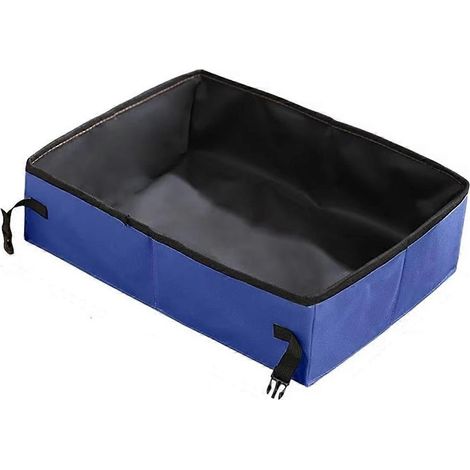 Bac à litière pliable, bac à litière portable pour chat, bleu B (1/5)
