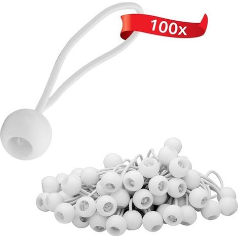 100 corde elastiche bungee con sfera in plastica, gancio elastico, cinghie elastiche per tende, teloni, gazebo da giardino, tende, nere ad alta tensione (1/5)