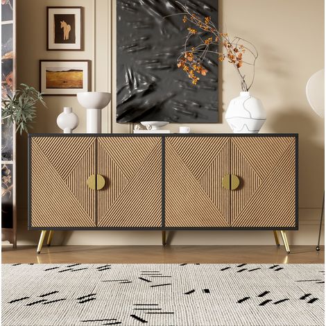 MEUBLIV Aparador 150 cm blanco brillo – 4 puertas, baldas regulables (1/5)