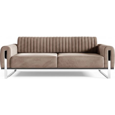 Selsey Parissa - Schlafsofa, Samt Beige verchromte Füße, 228 cm (1/5)