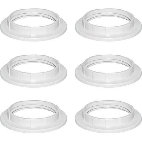 Blanc Plastique Anneau Réducteur Abat Jour E27 40MM, Accessoires pour Abat-Jour Bague Plaque Convertisseur d’Adaptateur, E27 Anneau Réducteur d'Abat-Jour pour Lampe de bureau, Plafonniers, 6 Pièces (1/5)