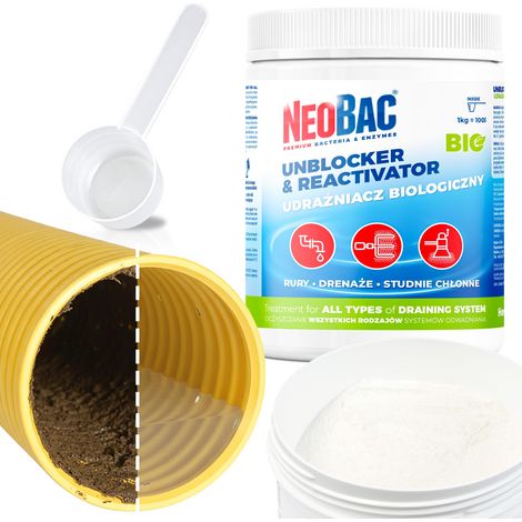 Limpiador de drenajes y pozos NeoBac 1 kg (1/2)