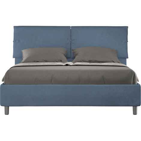 Letto matrimoniale e rete 160x190 in microfibra blu Sleeper (1/4)