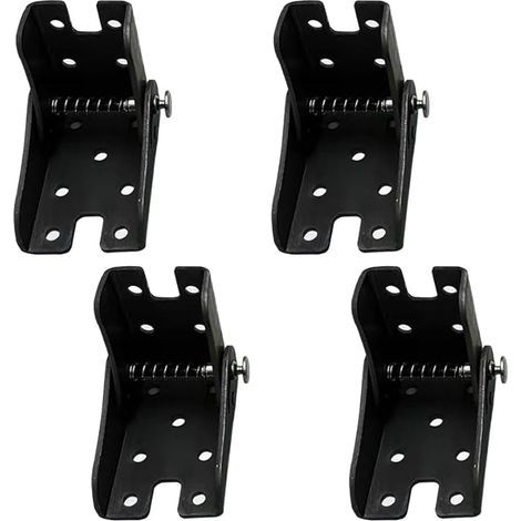 Lot de 4 charnières pliantes autobloquantes - Supports de pieds de table pliables à 90 degrés - Charnière cachée pour tables, établis et meubles (noir) (1/5)