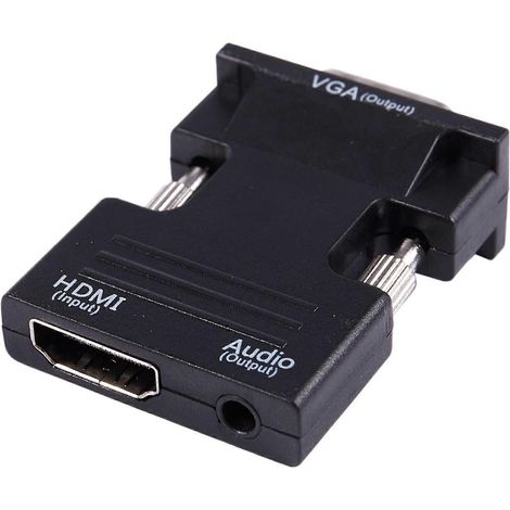Adaptateur convertisseur HDMI femelle 1080p vers VGA mâle avec sortie audio (3 câbles) (1/5)