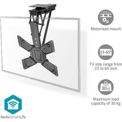 Supporto a soffitto per tv motorizzato 23 - 65 - peso massimo supportato dello schermo 30 kg ruotabile inclinabile distanza minima dal soffitto 140 mm controllato da remoto acciaio n