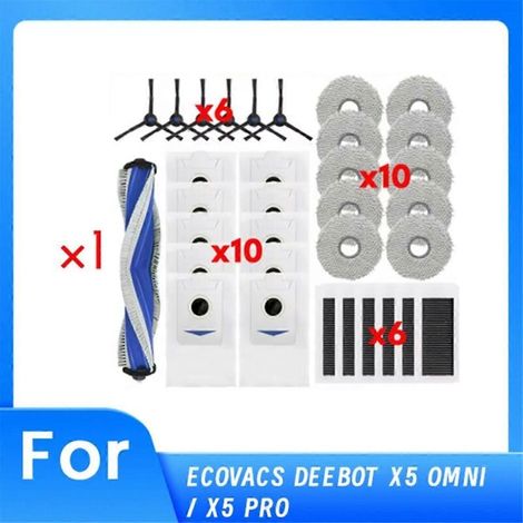 Complete set of accessories for Ecovacs Deebot X5 Omni/X5 Pro Omni 33 pieces: side brush + filter + cloth + dust bag - all-in-one replacement. (1/5)