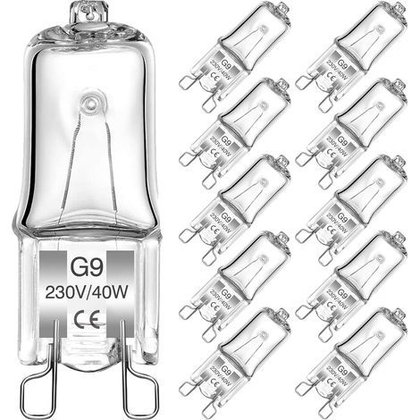 G9 Ampoules Halogènes, 40W Capsule Transparente Lampe Halogène G9 Ampoules 2 Broches Blanc Chaud 2700K pour Plafonnier, Lustres, Comptoirs, Armoires, Placard - Dimmable (Lot de 10) (1/5)