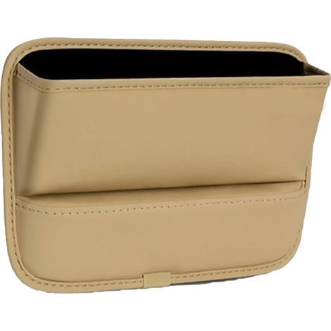 Organisateur de console centrale en similicuir beige pour siège avant, rangement pour téléphone, clés et petits objets, accessoire auto (1/5)