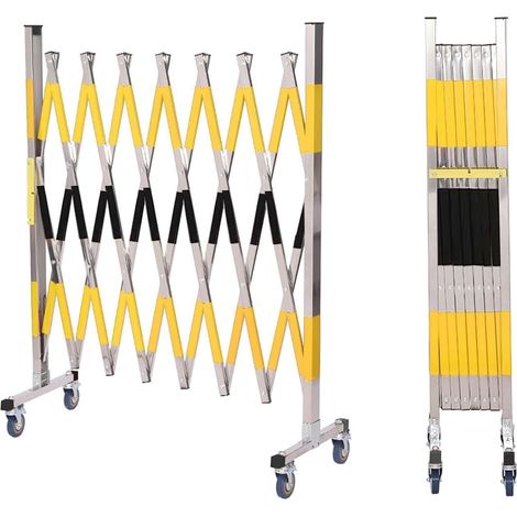 Barrière Mobile Extensible en Acier Inoxydable, Barrière de Sécurité Rétractable, Barricade Robustes 1.2 X 3 m pour Chantiers, Inspections électriques, Parkings et écoles (1/5)
