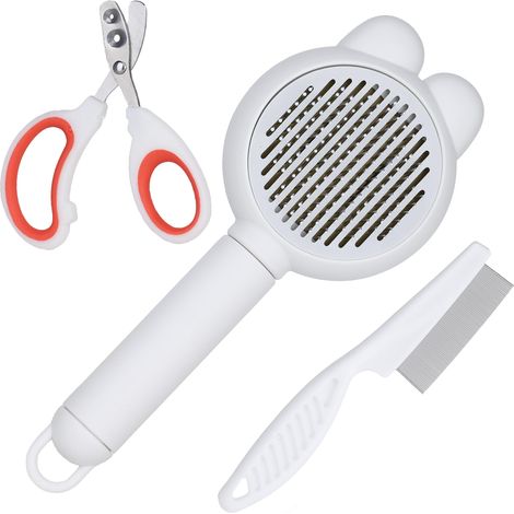 Kit de Toilettage 3 en 1 pour Chat et Chien – Brosse Auto-Nettoyante, Peigne Fin et Coupe-Griffes Sécurisé - MMCD-ZGL-04887 (1/5)