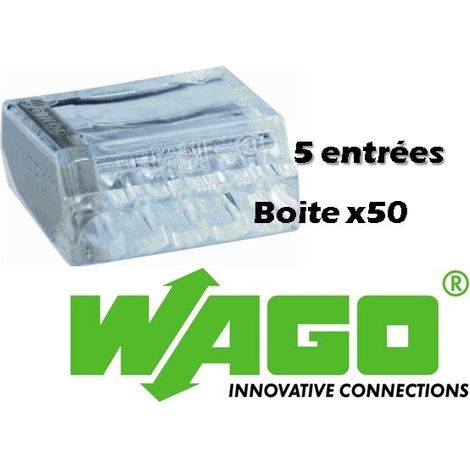 50 Wago 5 Eingänge, Automatische Verbindungsklemme Transparent