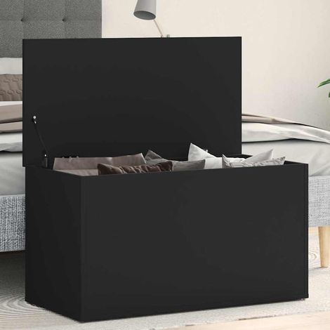 vidaXL Baúl de almacenamiento madera contrachapada negro 84x42x46 cm (1/5)