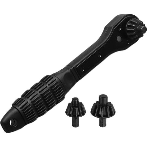 Generisch Drill Chuck Tendeur à cliquet, adaptateur Quick Change, clé à cliquet portable à double tête, ajustement polyvalent, outil compact pour réparation de voiture, entretien de vélo et travail de (1/5)