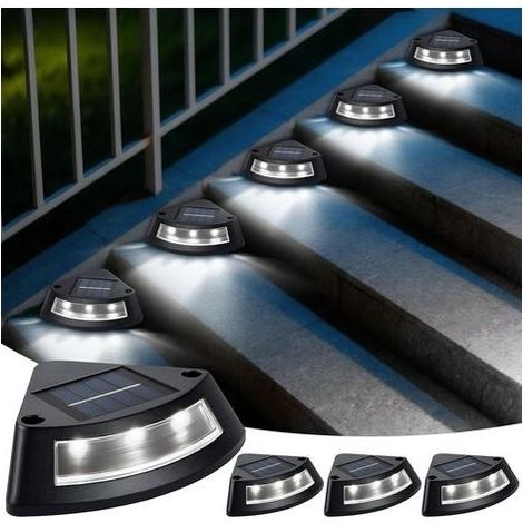 Lampe Solaire Exterieur Escalier, Lot de 4 IP65 Étanche Lumiere Solaire Exterieur Jardin, LED Blanc Escalier Éclairage Lumière pour Jardin Chemin Allée Patios Sol Terrasse Marches Noël