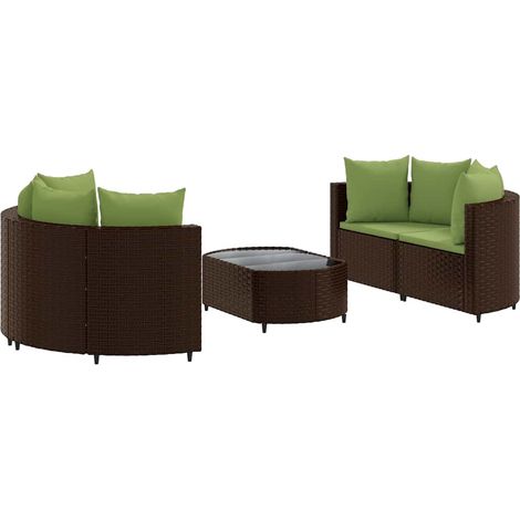 vidaXL Set Divano da Giardino 5 pz con Cuscini Marrone in Polyrattan (1/5)