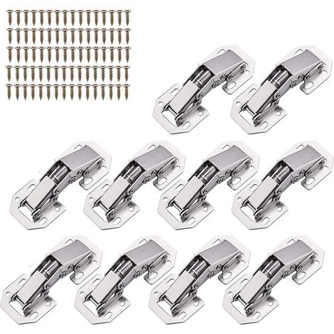 Lot de 10 charnières,90°,fermeture douce,acier inoxydable,cuisine,chambre