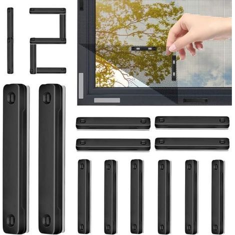 Set di 12 clip magnetiche per fissare le zanzariere, strisce autoadesive (1/4)