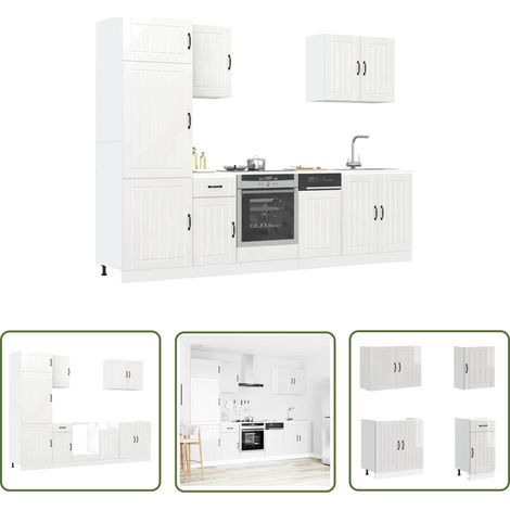 vidaXL 7-tlg. Küchenschrank-Set Kalmar Hochglanz-Weiß Holzwerkstoff (1/5)