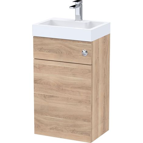 Nuie Athena Basin and WC Toilet Combination Unit 500mm Wide - Bleached Oak