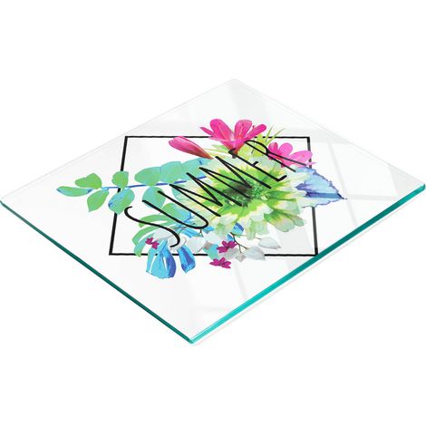 Planche décorative en verre avec motifs pour présenter des en-cas d'été 60 x 52 cm (1/5)