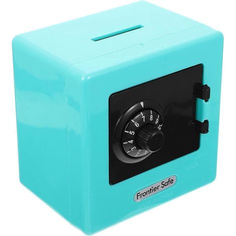 Mini coffre-fort domestique pour enfants, tirelire à code, petit coffre-fort en plastique pour argent-8.7X8.7X7.7CM-Green (1/3)