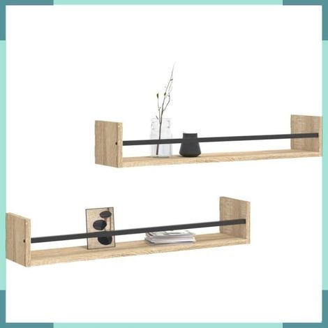 étagère murale - 835440 - chêne sonoma - 80 x 16 x 14 cm - lot de 2 (1/5)