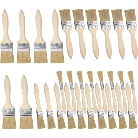 Lot de 30 Pinceaux Peinture 1.27/2.54/3.81/5.08 cm Pinceau Peinture Plat Spalter Pinceaux Plat avec Manche en Bois pour Murale Vernis Colles Bricolage Silicone Gesso Teintures (1/5)