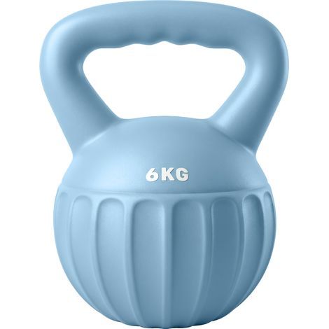 Kettlebell de 6 kg relleno de arena, ideal para principiantes, entrenamiento de fuerza en casa, 17 x 17 x 23 cm, azul (1/5)