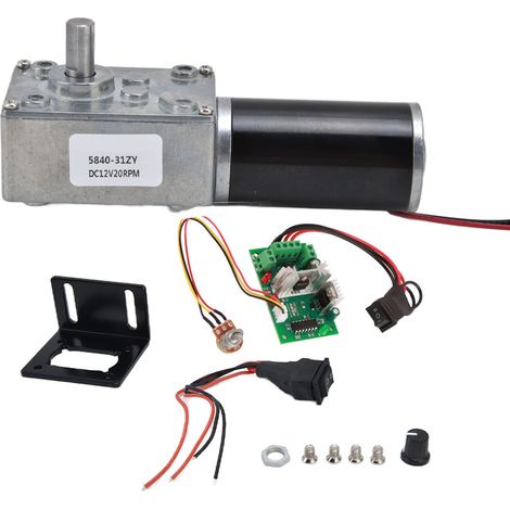Moteur à engrenages DC 12V turbo vis sans fin, réducteur de vitesse, accessoire mécanique, arbre 8mm, modèle 5840‑31ZY12V20RPM (1/5)