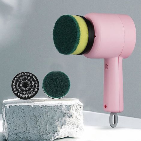 Brosse De Nettoyage Électrique - Tête Rotative Remplaçable - Pour Salle De Bain Cuisine Bac À Douche Et Sol - 1 Pièce (1/5)