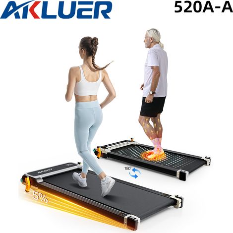 Akluer 520A-A 9040cm 2-in-1 Laufband Laufband mit niedrigem Geräusch Laufgürtel Laufgerät mit Fußmassage 2,5 PS Motor 0,6-4 mph Doppelseitiges Kompaktes Fitnessgeräte für Homeoffice-Fitnessstudio