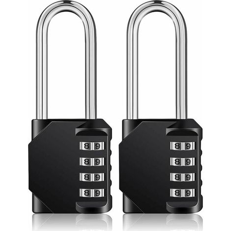 Cadenas à combinaison à 4 chiffres - Cadenas étanche de 6,35 cm de long pour casiers de salle de sport, armoires extérieures et clôtures, lot de 2 pour une utilisation polyvalente