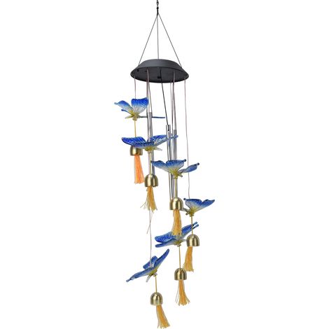 Lampadaire Solaire à LED avec Carillon Décoratif – Pour Balcon, Jardins, Décoration Extérieure (ABS, IP45, 6 LEDs, 100lm, 80cm)