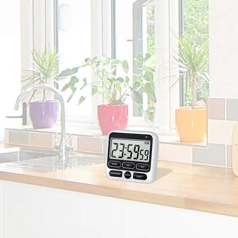 Réveil à compte à rebours, minuteur de cuisine, chronomètre de douche, gadget de cuisine (1/4)