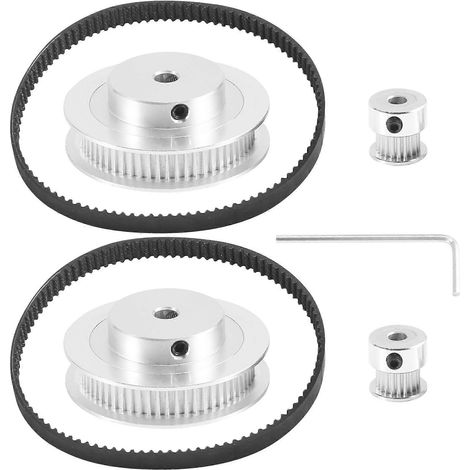 Jeu de 2 poulies crantées en aluminium 20 et 60 dents, alésage 5 mm, largeur 6 mm, courroie 2GT (1/5)