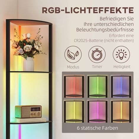 Lampadaire LED réglable sur 5 niveaux d'intensité, avec tablette, couleur RGB variable, télécommande incluse (1/4)