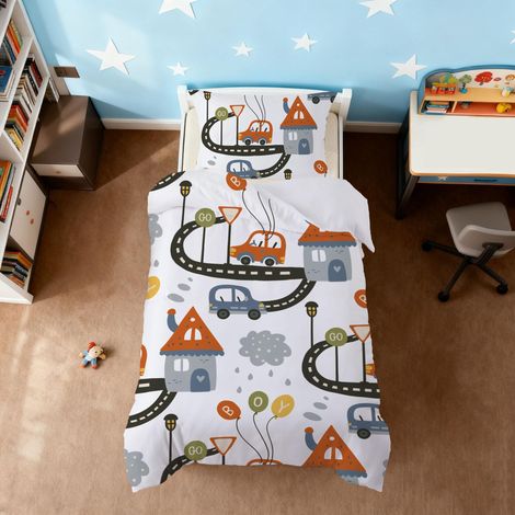 Voiture Housse de Couette 90x190cm, Housse de Couette Zippée, Parure de Lit en Microfibre 1 Personne, Parure de Lit Enfant avec Taie d'oreiller 40x60cm (1/5)