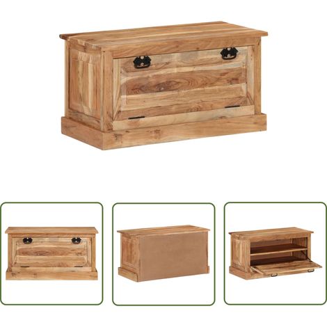 The Living Store Schuhbank 85x40x45 cm Massivholz Akazie - Holzschuhausstattung - Sitzbank Mit Stauraum - Akzidenzholzmöbel - Vintage Schuhablage - Wohnzimmer Dekoration (1/5)