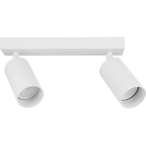 Projecteur orientable de plafond 2 spots GU10 (230V) aluminium blanc mat MALGA 2 White - EDO Solutions (1/5)