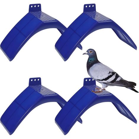 Set di 4 supporti per colombe, design antiscivolo, supporto riutilizzabile in plastica per piccioni, pappagalli e altri uccelli, 20 x 10 x 12 cm, blu (1/5)