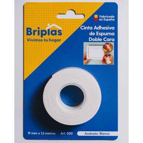 Cinta adhesiva doble cara de espuma 19 mm x 1.5 m blanca (1/2)
