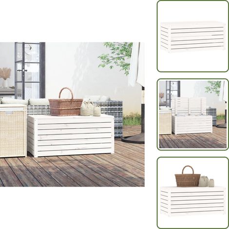 Contenitore da esterno - vidaXL Contenitore Giardino Bianco 101x50,5x46,5cm Legno Massello Pino - Contenitore per attrezzi
