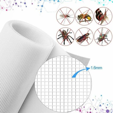 Moustiquaire Fenêtre 300x120cm Fibre de Verre Moustiquaire Rouleau Type Moustiquaire Maille Moustiquaire Moustiquaire Fenêtre Moustiquaire DIY Porte et Fenêtre Moustiquaire (Blanc) (1/5)