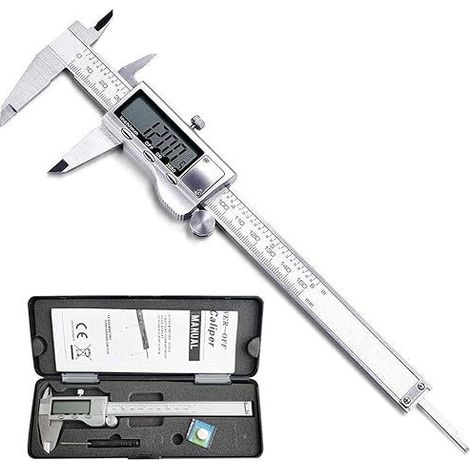 Elektronischer digitaler Messschieber aus Edelstahl, 150 mm, Messwerkzeuge mit extra großem LCD-Display, Zoll/metrische Umrechnung