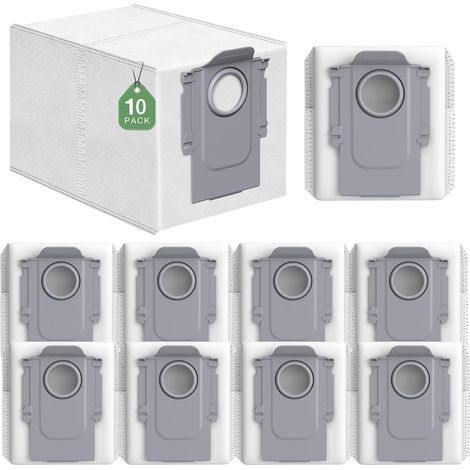 Pack de 10 sacs à poussière Q Revo compatibles avec l'aspirateur robot Roborock Q Revo/Q Revo S/Q Revo Pro/Q Revo Master, sacs filtrants premium 4 couches avec sacs de remplacement de 2,7 L