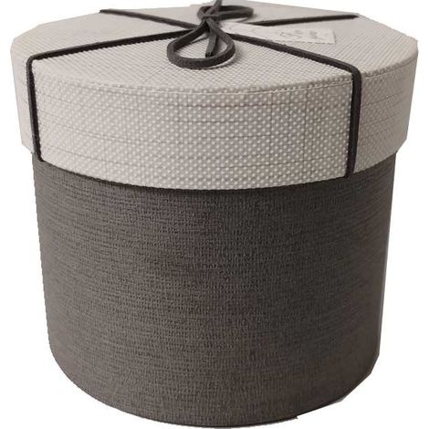 OFFERTA 3 PZ SCATOLA REGALO TONDA BEIGE/TORTORA 13 CM ACCESSORI BOMBONIERE