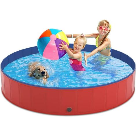 Piscine pour chien IGUOHAO en PVC rigide, bassin de baignade pliable pour animaux, pataugeoire portable pour enfants et grands chiens, piscine de jardin résistante, kit de 1 pièce (1/5)