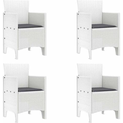 Lot de 4 Chaise de jardin,Chaise d'extérieur Blanc 53 x 49 x 85 cm PP CFW3440480 (1/5)