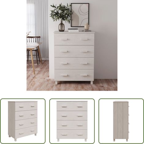 vidaXL Tiroirs coulissants -  Buffet HAMAR Blanc 79x40x103,5 cm Bois massif de pin (1/5)